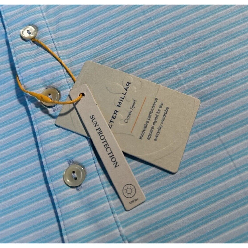 NEW Peter Millar Summer Comfort Men's Size 2XL Blue Striped Golf Polo Shirt XXL